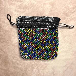 Vintage 70s Emson Candy Dot Beaded Mini Clutch Bag Rainbow Multicolor Retro Mod